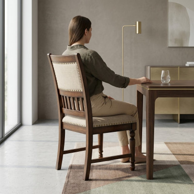 Sala de estar 1x silla Verdaderamente tapizada Madera Moderna Sillas Diseñador Respaldo Asiento
