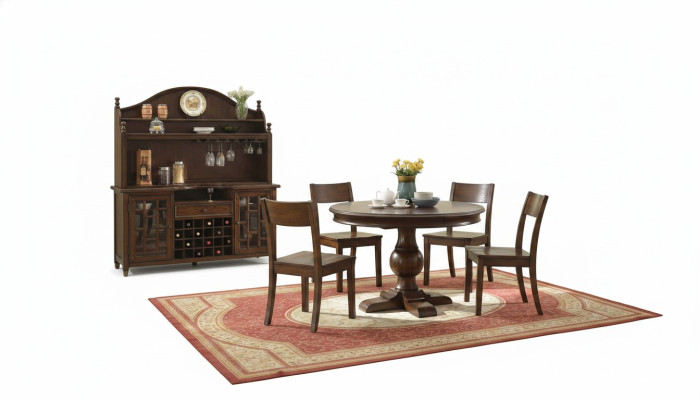 Juego completo de comedor con mesa, aparador y 4 sillas. Nuevo set de 7 piezas de mesa de comedor de madera.