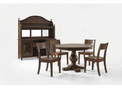 Diseño de mesa redonda 4 sillas Comedor Asiento de mesa redonda de madera Set de 5 piezas