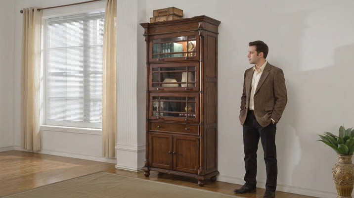 Clásico estante de libros biblioteca vitrina mueble de cristal.