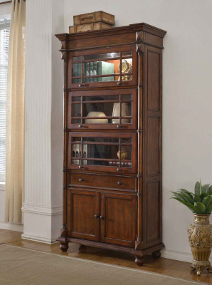 Clásico estante de libros biblioteca vitrina mueble de cristal.