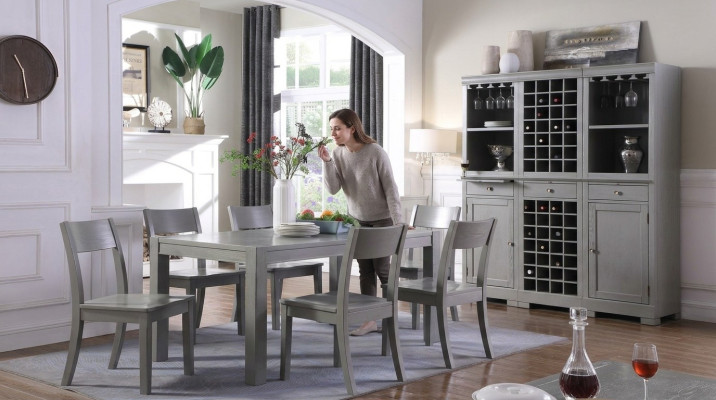 Muebles de diseñador de madera, mesa, silla, comedor 6 sillas 7 piezas. conjunto de muebles grupo