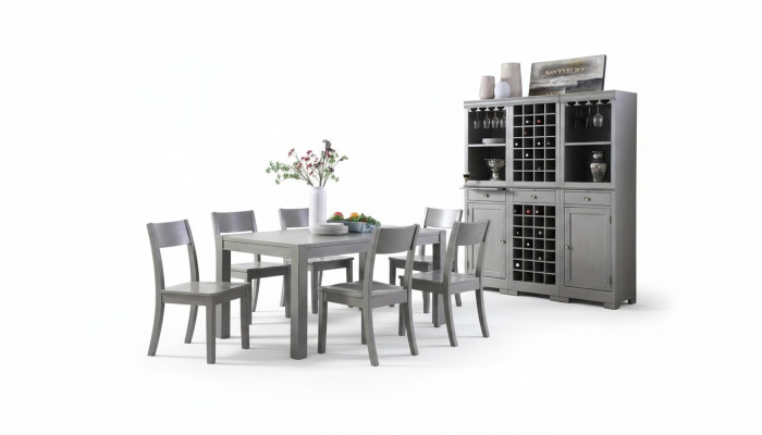 Muebles de diseñador de madera, mesa, silla, comedor 6 sillas 7 piezas. conjunto de muebles grupo