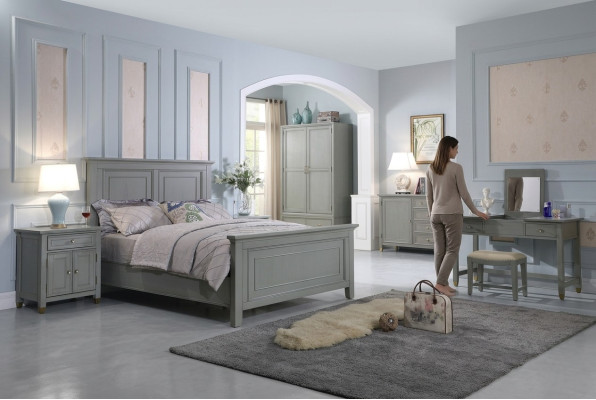 Mesitas de noche para dormitorio, set de 3 piezas, diseño de cama de lujo de madera doble, nuevos muebles.