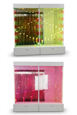 Moderna pared divisoria decorativa de agua, paredes de agua LED iluminadas.