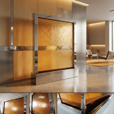 Panel de pared de agua con LED, pared de burbujas de agua.