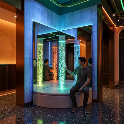 Columna de agua de 150 cm, decoración de sala de estar con juego de agua.