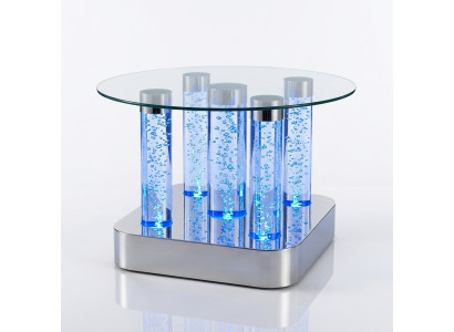 Diseño de mesa de columna de agua, mesa de centro de columna de agua, mesas de sofá de agua LED.