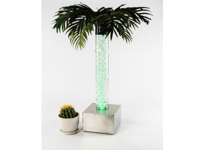 Diseño de LED de columna de agua de burbujas de 60 cm con iluminación de columna de agua de mesa de palmera planta.