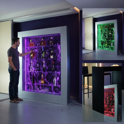 Moderno estante divisor pared de agua columna columnas de agua estantes LED.