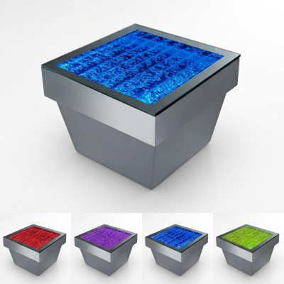 Diseño Mesa Baja Mesa de Centro Columna de Agua Sofá de Agua LED Decoración Iluminada