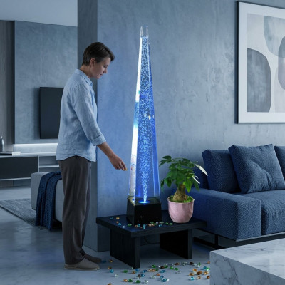 Columna de agua de 146 cm, pared de agua, columnas de pared separadoras iluminadas con LED