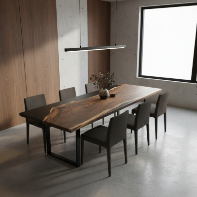 Resina epoxi Mesa de comedor de madera maciza real Muebles de madera maciza Mesa de resina en cascada