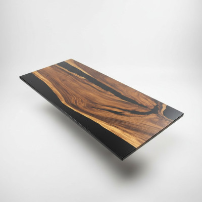 Mesa de comedor de diseño de lujo de resina epoxi River Table de madera maciza real.