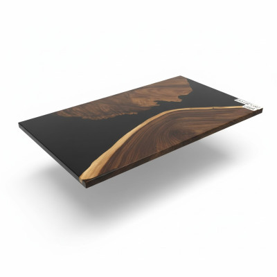 Mesa de río de lujo de resina epoxi, mesa de comedor maciza de 150x80 cm, real.