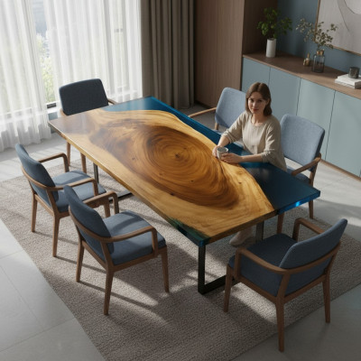 Mesa de centro de resina epoxi de mesa River Table sólida 121x61 Mesa de río auténtico