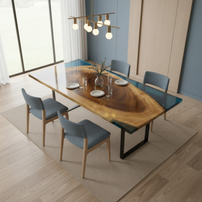 Mesa de centro de resina epoxi de mesa River Table sólida 121x61 Mesa de río auténtico