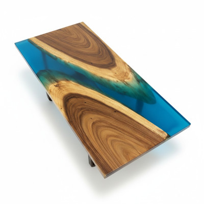 Muebles de lujo Mesa de comedor River Madera maciza Mesa de río Resina epoxi Mesas