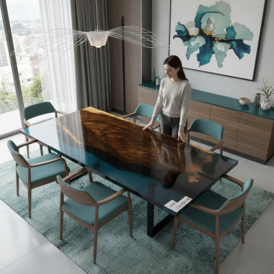 Mesa de centro River Table Epoxi Resina mesa masiva 121x61 mesa de río