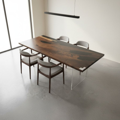 Mesa de comedor Black River Table Mesa de río de madera maciza 221x91cm Mesas