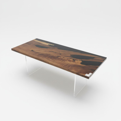 Mesa de comedor Black River Table Mesa de río de madera maciza 221x91cm Mesas