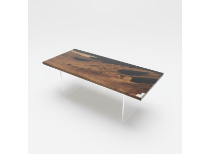 Mesa de comedor Black River Table Mesa de río de madera maciza 221x91cm Mesas