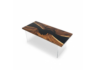 Resina epoxi Mesa de comedor de madera natural Muebles sólidos Mesa de resina en cascada