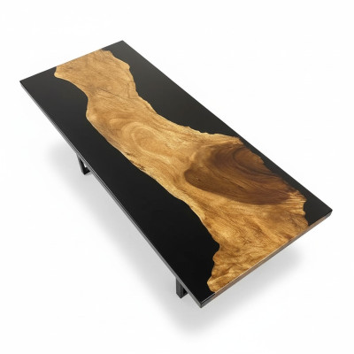Mesa de resina epoxi Mesa de comedor de madera maciza Muebles de madera maciza Efecto cascada de resina epoxi