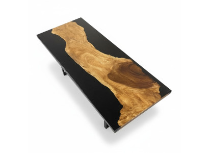 Mesa de resina epoxi Mesa de comedor de madera maciza Muebles de madera maciza Efecto cascada de resina epoxi