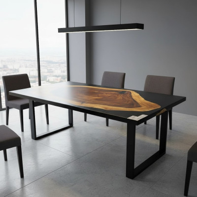Mesa de comedor de lujo River Table, mesas macizas 141*71 mesa de río madera real