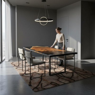 Resina epoxi Mesa de río Mesa maciza 160x81 Mesa de río Nueva