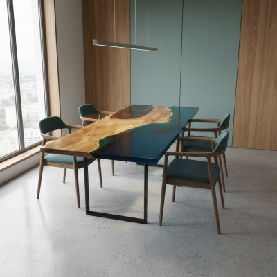Mesa comedor Mar Agua Río Madera real Mesa fluvial 181x81cm Mesas