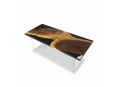 Mesa de comedor Mesa de resina epoxi Mesa maciza de 201x81 cm Mesa de río Madera real