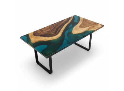 Mesa mesa Mesas Resina Epoxi Muebles de diseño masivo 140x71 de madera genuina