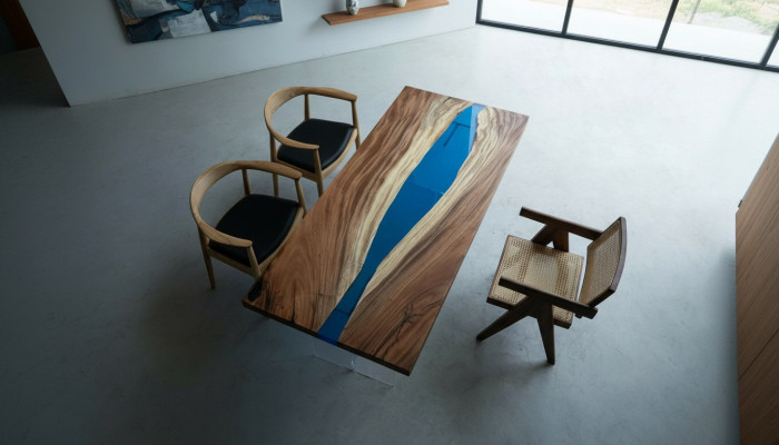 Mesa de comedor River Table Maciza 185x85 cm Mesa de río Resina epoxi Mar.