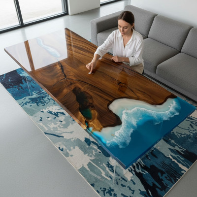 Mesa de comedor River Table madera real mesa de río 181x81cm Mesas macizas