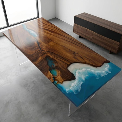 Mesa de comedor River Table madera real mesa de río 181x81cm Mesas macizas