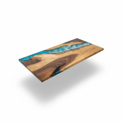 Mesa de comedor River Table de madera maciza 160x81 Mesa de río Mar Cascada de agua.