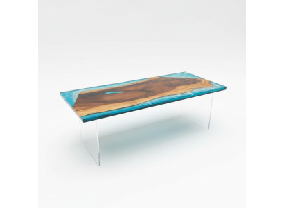 Mesa de río de mesa de comedor Mesa de río Macizo Mesas 202x81 Resina epoxi Mar