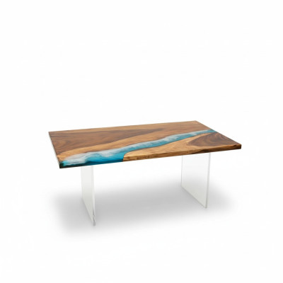 Mesa de comedor River Table de madera maciza de resina epoxi Tablas 161x81 Nuevo