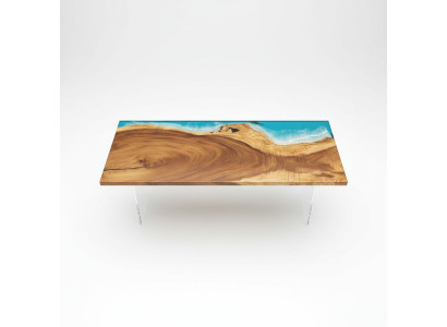 Epoxidharz Mesa de comedor River Table Madera maciza Real Mesas 221x91