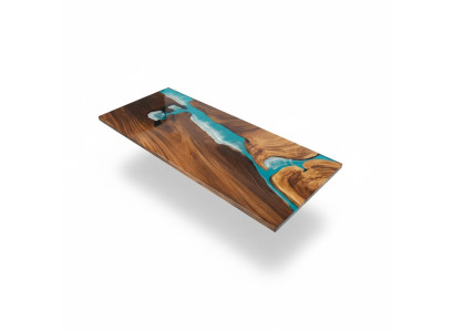 Resina de epoxi Mesa de río Madera maciza real Agua azul Tabla Epoxy