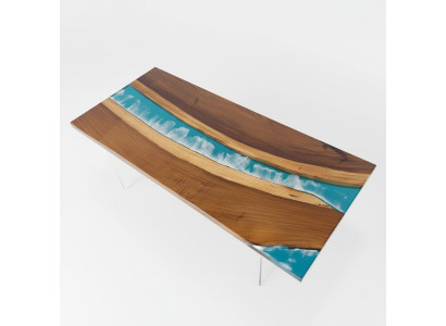 Mesa de madera real con resina epoxi de cascada Mesa de resina epoxi Mesas macizas