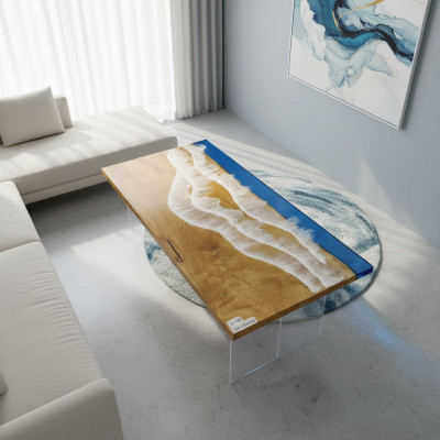 Mesas Mesa de comedor Diseño de mesa Moderno Mar Río Muebles 181x81 Epoxi