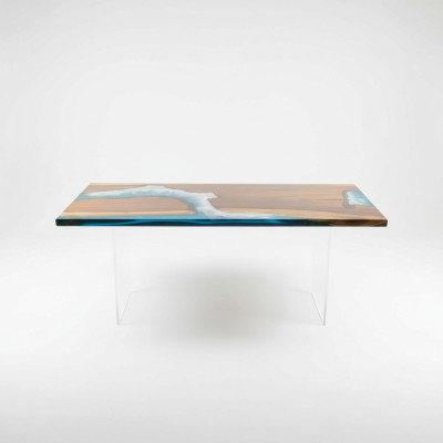 Mesas Mesa de comedor Diseño Mesa Moderna Mar Decoración de río Muebles 181x81 Epoxi