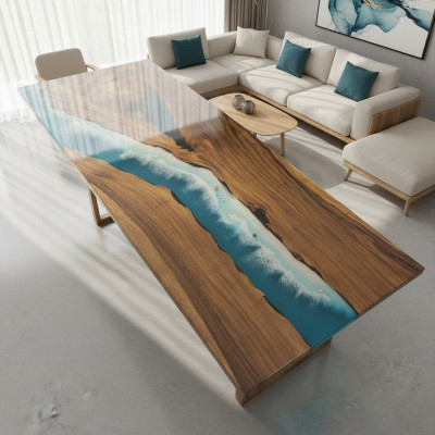Mesas modernas Diseño de mesa Comedor Mesa de resina Mar Río Muebles 240x90