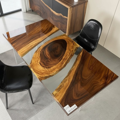 Muebles de madera maciza Mesa de comedor Resina epoxi Mesa de resina epoxi realGiessharz