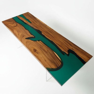 Epoxidharz Esstisch Echtes Holz Massive Möbel Wasserfall Deko Epoxid Tisch