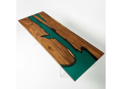 Epoxidharz Esstisch Echtes Holz Massive Möbel Wasserfall Deko Epoxid Tisch