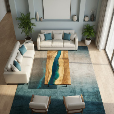 Mesas modernas Diseño de mesa de comedor Mesa Resina Mar Río Muebles 180x80
